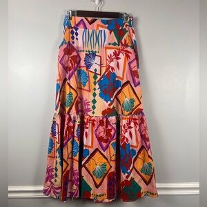 Life midi pink multi print farm rio inspired boho size large